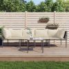 5 Piece Patio Lounge Set with Cushions Gray Poly Rattan