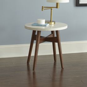 Contemporary Mid-Century Accent Tables - Natural Cherry Legs, White Silverstone¬Æ Tops - Classic Design with Modern Simplicity