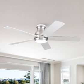 YUHAO 52 in. Brushed Nickel Low Profile Ceiling Fan with 5 Plywood Blades