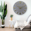 Westclox Contemporary 16" Analog QA Wall Clock-Gray with Raised Gold Numbers - Accurate Timekeeping