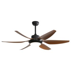 54 Inch Indoor Ceiling Fan With Dimmable Led Light 5 ABS Blades Remote Control Reversible DC Motor Black For Living Room