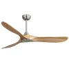 60 Inch Outdoor Ceiling Fan Without Light 3 Solid Wood Blade with DC Motor Remote Control