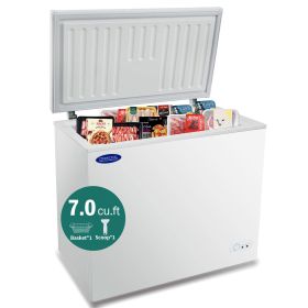 ORIKOOL Chest Freezer 7.0 Cu.ft Solid Top Commercial Deep Chest Freezers with Lockable Stay-Open Lid Painted for Back-of-House Bulk Storage