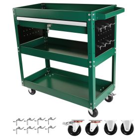 3 Tier Rolling Tool Cart, Heavy Duty Utility Cart Tool Organizer with Storage Drawer, Industrial Commercial Service Tool Cart for Mechanics, Garage, W