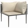 8 Piece Patio Lounge Set with Cushions Gray Poly Rattan