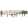 8 Piece Patio Lounge Set with Cushions Gray Poly Rattan