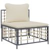 11 Piece Patio Lounge Set with Cushions Anthracite Poly Rattan