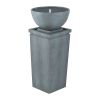 35.5" Polyresin Gray Zen Bowl Water Fountain, Outdoor Bird Feeder /Bath Fountains, Relaxing Water Feature for Garden Lawn Backyard Porch