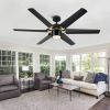 60 In. Modern Indoor Large Black Gold Ceiling Fan With LED Light and Remote Control