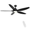 YUHAO 60 in. Integrated LED Indoor&Outdoor Matte Black Ceiling Fan with Light Kit and Remote