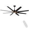 72 In.Antique Black Wooden Large Ceiling Fan With LED Light and Remote Control