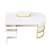 60''Modern Executive Desk,White Curved Computer Desk with Gold Metal Legs,3-Drawers Home Office Desk,Writing Desk with 1 Storage Cabinet for Home Offi