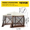 VEVOR Camping Gazebo Screen Tent; 12*12ft; 6 Sided Pop-up Canopy Shelter Tent with Mesh Windows; Portable Carry Bag; Stakes