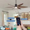 66 in. Integrated LED Farmhouse  Smart Ceiling Fan with Distressed Wood Blades