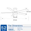 YUHAO 52 in. Brushed Nickel Low Profile Ceiling Fan with 5 Plywood Blades