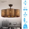 31.1 in. 24W LED light bulb ceiling fan with metal rattan frame