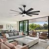 62 In. Black Wood Grain Indoor/Outdoor Ceiling Fan With LED Light and Remote Control