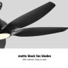 YUHAO 60 in. Integrated LED Indoor&Outdoor Matte Black Ceiling Fan with Light Kit and Remote