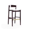 Manhattan Comfort Klismos 40.75 in. Ivory and Dark Walnut Beech Wood Barstool