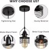 Industrial Black Pendant Light Metal Cage Pendant Lights Dining Room Hanging Lighting for Kitchen Island Living Room Bedroom Entryway Barn Farmhouse,S