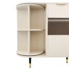 U_STYLE Rotating Storage Cabinet with 2 Doors and 2 Drawers, Suitable for Living Room, Study, and Balcony