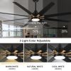 72 In.Antique Black Wooden Large Ceiling Fan With LED Light and Remote Control