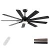 62 In. Black Wood Grain Indoor/Outdoor Ceiling Fan With LED Light and Remote Control