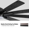 62 In. Black Wood Grain Indoor/Outdoor Ceiling Fan With LED Light and Remote Control