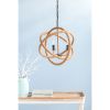 3- Light Farmhouse Chandelier, Rope Chandelier Globe Hanging Light Fixture with with Adjustable Chain for Kitchen Dining Room Foyer Entryway, Bulb Not