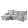 U_STYLE Upholstery Sleeper Sectional Sofa with Storage Space, USB port, 2 cup holders on Back Cushions