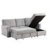 U_STYLE Upholstery Sleeper Sectional Sofa with Storage Space, USB port, 2 cup holders on Back Cushions