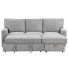 U_STYLE Upholstery Sleeper Sectional Sofa with Storage Space, USB port, 2 cup holders on Back Cushions