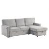 U_STYLE Upholstery Sleeper Sectional Sofa with Storage Space, USB port, 2 cup holders on Back Cushions