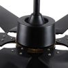 60 In. Modern Indoor Large Black Gold Ceiling Fan With LED Light and Remote Control