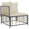 11 Piece Patio Lounge Set with Cushions Anthracite Poly Rattan