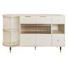 U_STYLE Rotating Storage Cabinet with 2 Doors and 2 Drawers, Suitable for Living Room, Study, and Balcony