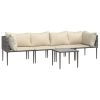 5 Piece Patio Lounge Set with Cushions Gray Poly Rattan