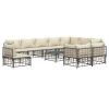 11 Piece Patio Lounge Set with Cushions Anthracite Poly Rattan