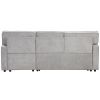 U_STYLE Upholstery Sleeper Sectional Sofa with Storage Space, USB port, 2 cup holders on Back Cushions