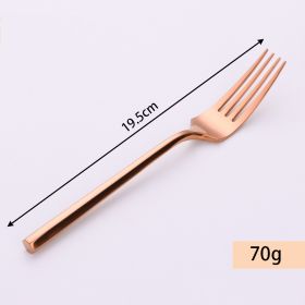 Stainless Steel Knife Fork And Spoon Set Hexagonal Forging (Option: Rose Gold Dinner Fork)