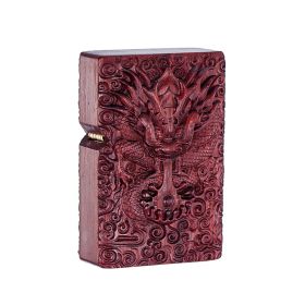 Boss Sandalwood Series Kerosene Lighter Brocade Box Packaging High-end Gift Lighter Factory Wholesale (Option: Red Sandalwood Dragon Head-No Oil)