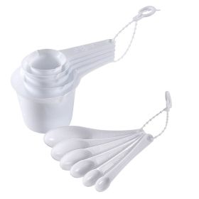 Baking Tool Plastic Plastic Measuring Spoon Measuring Cup Set (Option: White 11 Pieces)