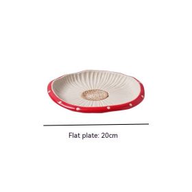 Cartoon Cute Good-looking Red Mushroom Ceramic Tableware Mug Dim Sum Plate Rice Bowl Instant Noodle Bowl Salad Bowl Spoon (Option: Mushroom Disc)