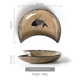 Household Ceramic Moon Platter Tableware (Option: Happy Fish Plate)