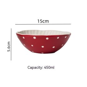 Cartoon Cute Good-looking Red Mushroom Ceramic Tableware Mug Dim Sum Plate Rice Bowl Instant Noodle Bowl Salad Bowl Spoon (Option: Mushroom Large Bowl)