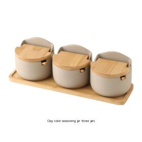 Japanese-style Ceramic Box With Lid Three-piece Set Seasoning Storage Household Salt And Sugar (Option: 3PC)