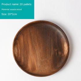 Japanese-style Household Walnut Acacia Mangium Round Dish (Option: 20cm)