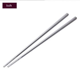 304 Stainless Steel Chopsticks Household Alloy Restaurant Color Laser Square-headed (Option: Long Natural Color)