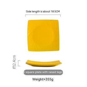 Household Dinner Plate Ceramic Steak Nordic Style Plate (Option: Square Plate Yellow)