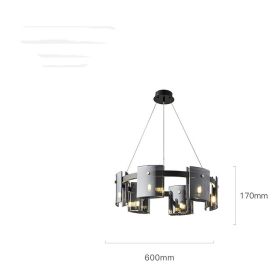 Modern Simple Glass Living Room Chandelier Bedroom Study Personality (Option: 6heads smoke grey-warm light)